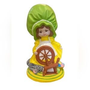 VTG Little Girl Bonnet Figurine Ceramic Boho 70s